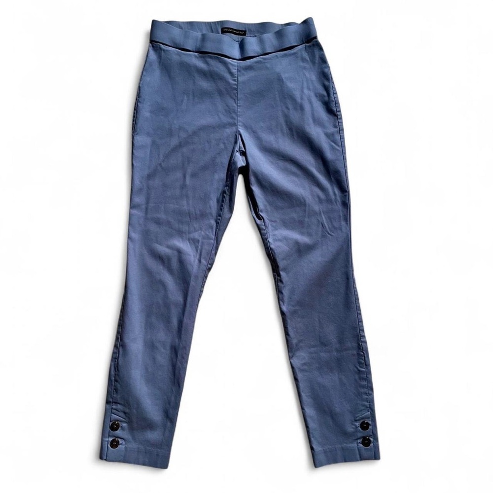Counterparts light blue stretch ankle pants with button ankle detail - M